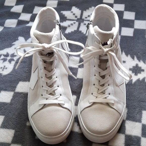 Marcel de Bruxel Other - Marcel de Bruxelles White Leather Suede Side Zipper High Top Men's Sneakers 40/7